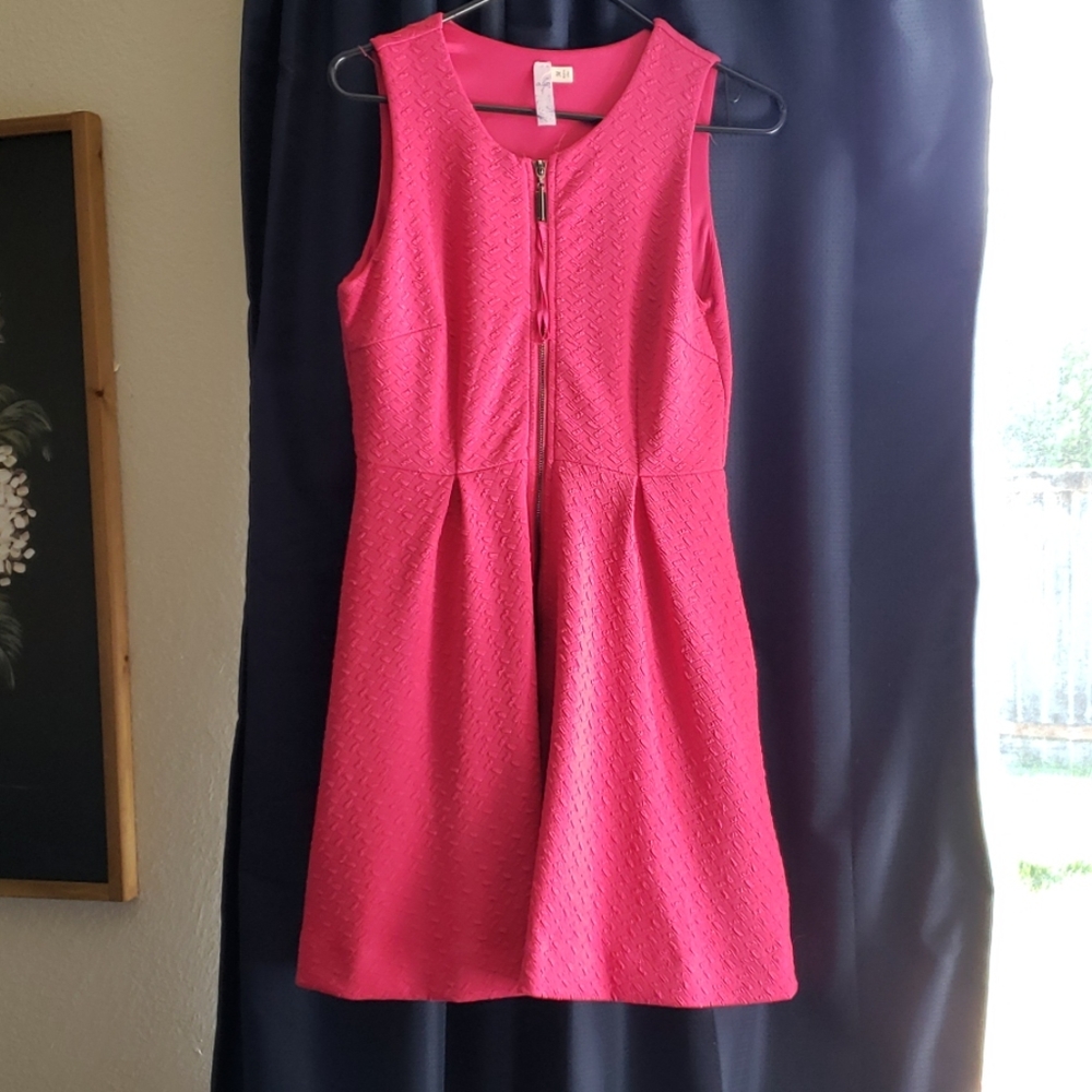 Pleated pink dress. With pockets!